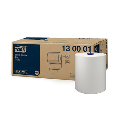 Tork Basic roll of Cleaning paper 1-ply White 250mtr - 19.5cm -Horecavoordeel.com-