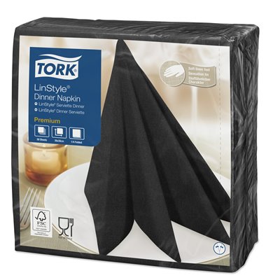 Tork LinStyle Dinner Napkin Premium 1-ply Black 39x39cm ¼-fold -Horecavoordeel.com-