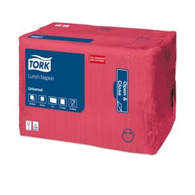 Tork Lunch Napkin Universal 1-ply Red 32.5x32.5cm ¼-fold -Horecavoordeel.com-