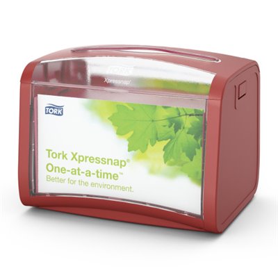 Tork Xpressnap Tabletop Napkin Dispenser Red Plastic Signature Line -Horecavoordeel.com-