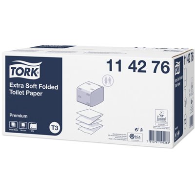 Tork Extra Zacht Gevouwen Toiletpapier Premium 2-laags Wit 19x11cm -Horecavoordeel.com-