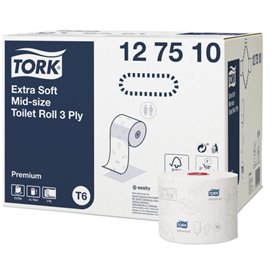 Tork Extra Zacht Mid-size Toiletpapier Premium 3-laags Wit Compact 70 Meter - 9,9cm - Systeem T6 -Horecavoordeel.com-