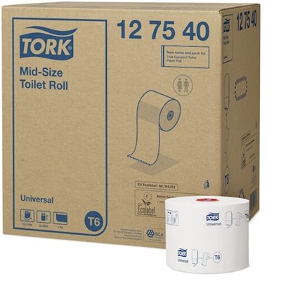 Tork Mid-size Toilet Paper Universal 1-ply White Compact 135mtr - 9.9cm -Horecavoordeel.com-