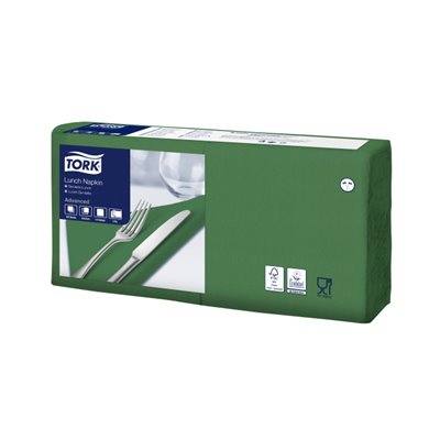 Tork Soft Lunchservet Advanced 3-laags Donkergroen 33x33cm ¼-vouw -Horecavoordeel.com-