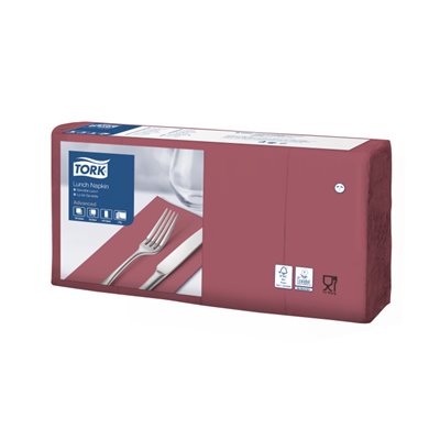 Tork Soft Lunchservet Advanced 3-laags Bordeaux 33x33cm 1/8-vouw -Horecavoordeel.com-