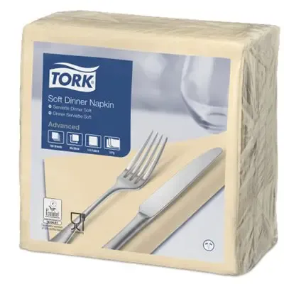 Tork Soft Dinnerservet Advanced 3-laags Zand 39x39cm ¼-vouw -Horecavoordeel.com-