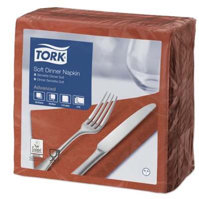 Tork Soft Dinner Napkin Advanced 3-ply Terracotta 39x39cm ¼-fold -Horecavoordeel.com-