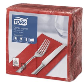 Tork Soft Dinnerservet Advanced 2-laags Rood 39x39cm 1/8-vouw -Horecavoordeel.com-