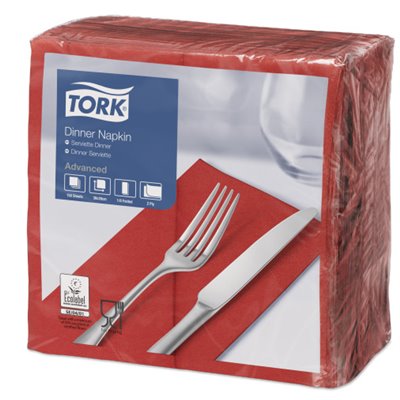 Tork Soft Dinner Napkin Advanced 2-ply Red 39x39cm 1/8-fold -Horecavoordeel.com-