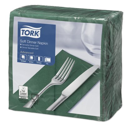 Tork Soft Dinner Napkin Advanced 3-ply Dark Green 39x39cm 1/8-fold -Horecavoordeel.com-