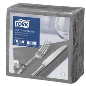 Tork Soft Dinnerservet Advanced 3-laags Grijs 39x39cm ¼-vouw -Horecavoordeel.com-