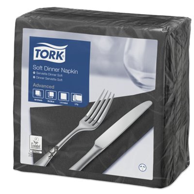 Tork Soft Dinner Napkin Advanced 3-ply Black 39x39cm ¼-fold -Horecavoordeel.com-