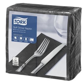 Tork Soft Dinnerservet 3-laags Zwart 39x39cm 1/8-vouw -Horecavoordeel.com-