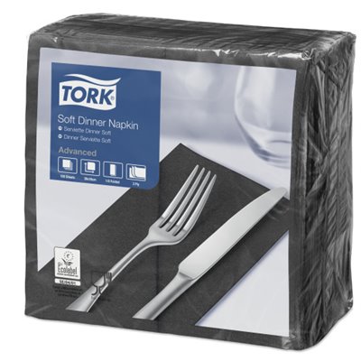 Tork Soft Dinnerservet 3-laags Zwart 39x39cm 1/8-vouw -Horecavoordeel.com-