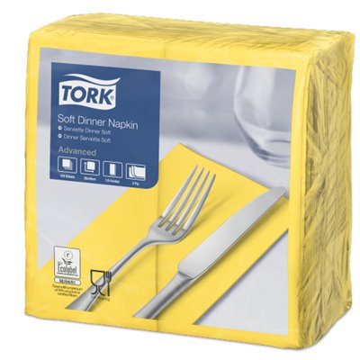 Tork Soft Dinner Napkin 3-ply Yellow 39x39cm 1/8-fold -Horecavoordeel.com-