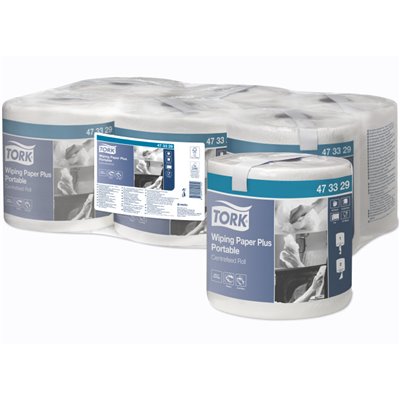 Tork Wiping Plus Portable Centerfeed Cleaning Paper Advanced 2-ply White 80.7mtr - 22.3cm -Horecavoordeel.com-