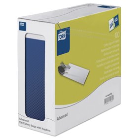 Tork Bestekzakje Advanced Donkerblauw met Wit Servet 2-laags 39x23cm -Horecavoordeel.com-