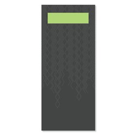 Tork Cutlery Bag Advanced Black with Lime Napkin 2-ply 39x23cm -Horecavoordeel.com-