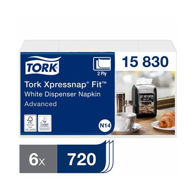 Tork Xpressnap Fit Dispenser Napkin Advanced 2-ply White 21.3x16.5cm