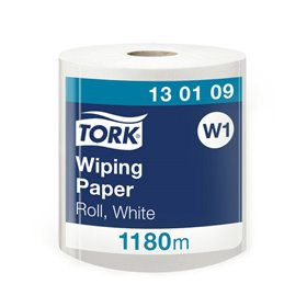 Tork Wiping Rol Poetspapier 1-laags Wit 1.180 Meter - 34cm - Systeem W1