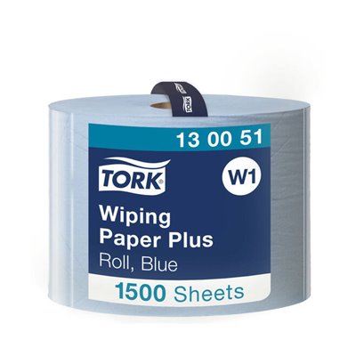 Tork Wiping Plus Rol Poetspapier 2-laags Blauw 510 Meter - 23,5cm - Systeem W1