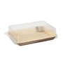 Sushi schalen Palmblad Hoekig 150cc H 4,4 x 17,5 x 12,2cm Natuur Combinatieverpakking met RPET Deksels