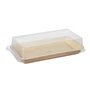 Sushi schalen Palmblad Rechthoekig 100cc H 4,3 x 18,4 x 10,4cm Natuur Combiverpakking met RPET Deksels