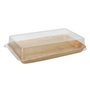 Sushi schalen Palmblad Hoekig 200cc H 4,4 x 22 x 14,2cm Natuur Combinatieverpakking met RPET Deksels