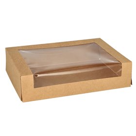 Sushi dishes Cardboard Rectangular Brown H 4.5 x 19.5 x 14cm