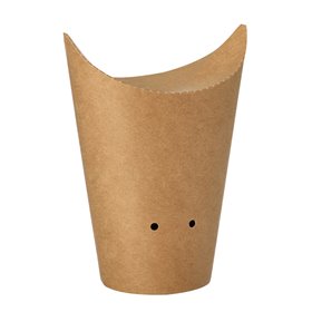 Fries Cones Kraft Cardboard Round Ø 6 x 14cm Brown Small