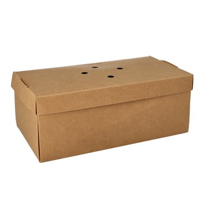 Hamburger box Cardboard Of Fresh Wood Fibers "Pure" 10 x 13 x 25cm Brown Foldable Large