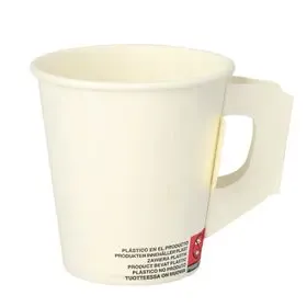 Drinking Cups With Handle Cardboard 180cc Ø 7.3 x 7.8cm White