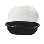 Saladebakjes 250cc Ellips Ovaal PET Zwart + Deksels 146 x 106 x 36mm