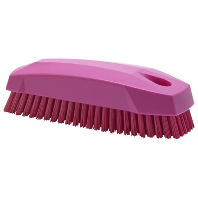 Nail brush - Small Work Brush Polyester Fiber, Hard 130x50x40mm Pink