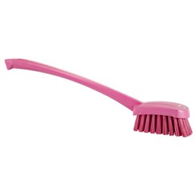 Dish brush With Tall Helve Polyester Fiber, Hard 415x71x75mm Pink