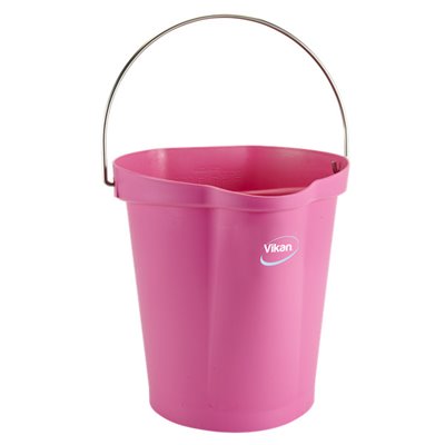 Emmer 12 Liter Van Polypropyleen En Roestvrij Staal 325x330x330mm Roze -Horecavoordeel.com-