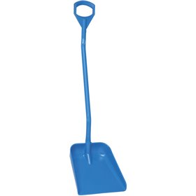 Ergonomic Shovel Tall Helve, Large Blade Polypropylene Height 1310mm Large 380x340x90mm Blue