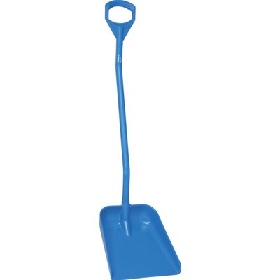 Ergonomic Shovel Tall Helve, Large Blade Polypropylene Height 1310mm Large 380x340x90mm Blue