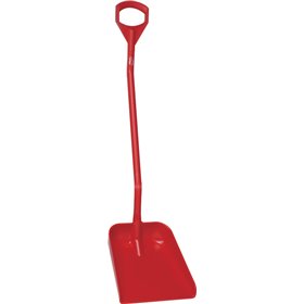 Ergonomic Shovel Tall Helve, Large Blade Polypropylene Height 1310mm Large 380x340x90mm Red