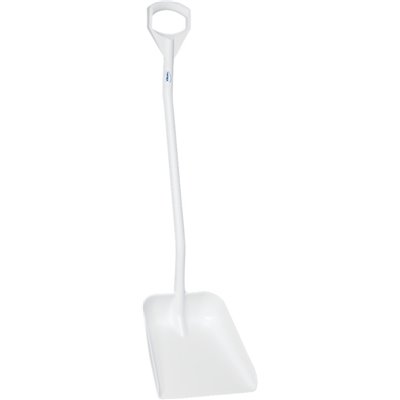 Ergonomic Shovel Tall Helve, Large Blade Polypropylene Height 1310mm Large 380x340x90mm White