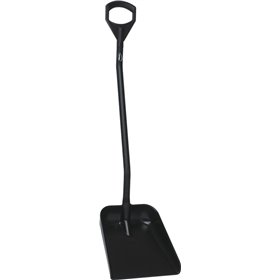 Ergonomic Shovel Tall Helve, Large Blade Polypropylene Height 1310mm Large 380x340x90mm Black