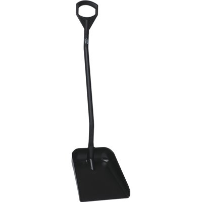 Ergonomic Shovel Tall Helve, Large Blade Polypropylene Height 1310mm Large 380x340x90mm Black