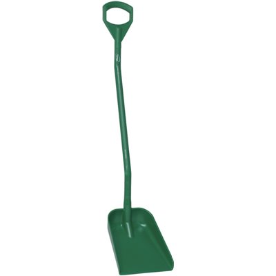 Ergonomic Shovel, Tall Helve, Small Blade Polypropylene Height 1280mm Small Blade 340x270x75mm Green