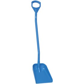 Ergonomic Shovel, Tall Helve, Small Blade Polypropylene Height 1280mm Small Blade 340x270x75mm Blue