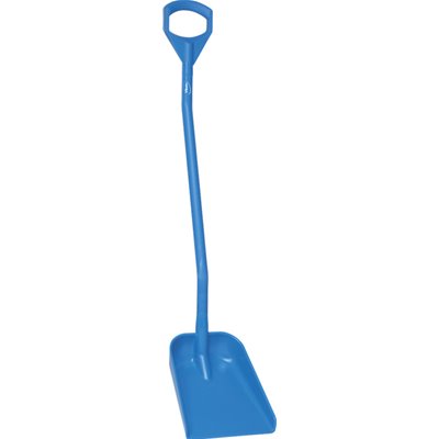 Ergonomic Shovel, Tall Helve, Small Blade Polypropylene Height 1280mm Small Blade 340x270x75mm Blue