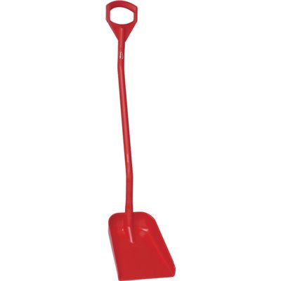 Ergonomic Shovel, Tall Helve, Small Blade Polypropylene Height 1280mm Small Blade 340x270x75mm Red