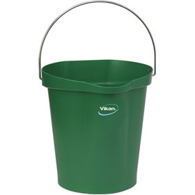 Emmer 12 Liter Van Polypropyleen En Roestvrij Staal 325x330x330mm Groen -Horecavoordeel.com-