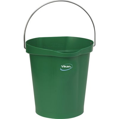 Emmer 12 Liter Van Polypropyleen En Roestvrij Staal 325x330x330mm Groen -Horecavoordeel.com-