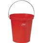 Emmer 12 Liter Van Polypropyleen En Roestvrij Staal 325x330x330mm Rood -Horecavoordeel.com-