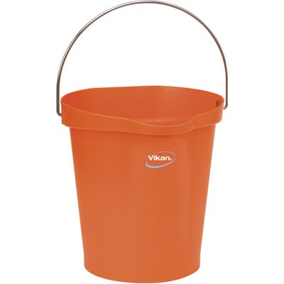 Bucket 12 Liter Polypropylene and Stainless steel 325x330x330mm Also see Bucket Lid 5687 and Wall holder 16200 Orange